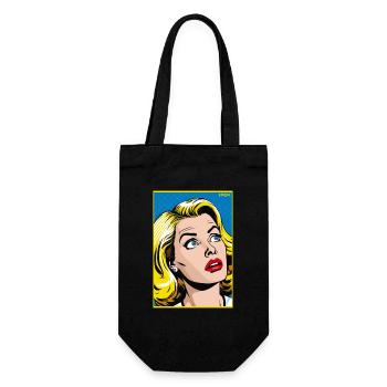 Cartoon Pop Art : Femme blonde en action - Sac à bouteille - noir - Devant