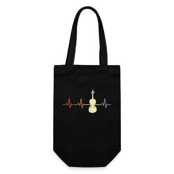 Vintage Violine EKG Herzschlag - Geschenkbeutel für Flaschen - Schwarz - Vorne