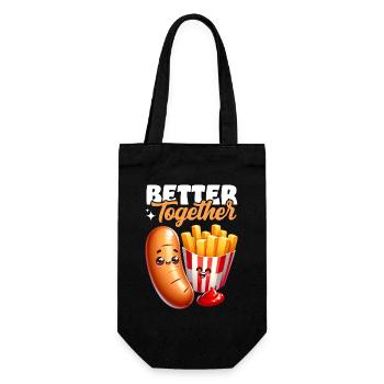 Better Together – Bratwurst Fries Snack - Gift Bag for Bottles - black - Front