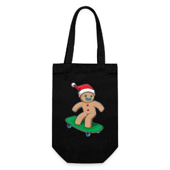 Gingerbread Man Christmas Skateboard - Gift Bag for Bottles - black - Front