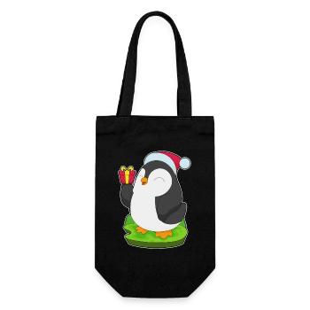 Pingouin Noël père Noël chapeau - Sac à bouteille - noir - Devant