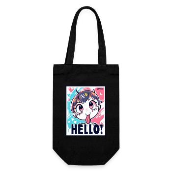 Freches Anime Girl sagt Hallo - Geschenkbeutel für Flaschen - Schwarz - Vorne