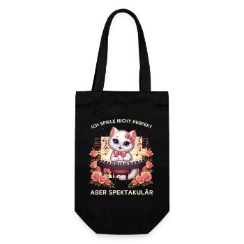 Piano chat avec une touche rose - Sac à bouteille - noir - Devant