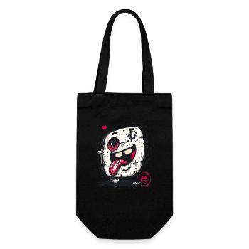 Frecher Kawaii Japan Cartoon Tofu - Geschenkbeutel für Flaschen - Schwarz - Vorne