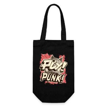 Cartoon Punk Schwein - Geschenkbeutel für Flaschen - Schwarz - Vorne
