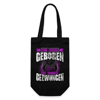 Born to gamble, forced to go to school, gaming - Gift Bag for Bottles - black - Front