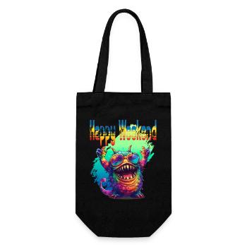 Happy Weekend. Monster, happiness, positive vibes, - Geschenkbeutel für Flaschen - Schwarz - Vorne