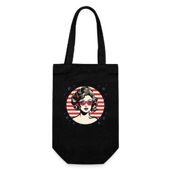 Das All-American Girl mit USA-Flagge - Geschenkbeutel für Flaschen - Schwarz - Vorne