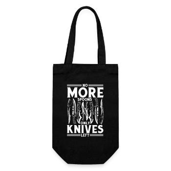 Keine Löffel mehr, nur noch Messer, Restaurationsmesser - Geschenkbeutel für Flaschen - Schwarz - Vorne