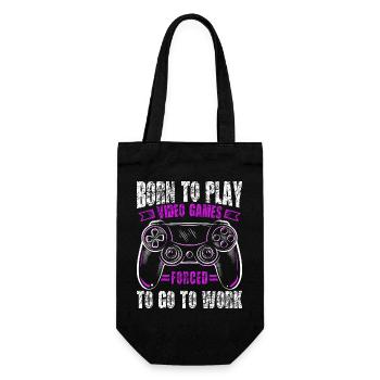 Zum Zocken geboren zur Arbeit gezwungen Gaming - Geschenkbeutel für Flaschen - Schwarz - Vorne