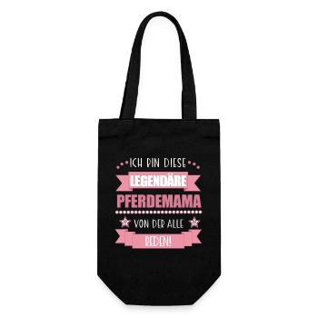Pferdemama Geschenk Pferde Reiterin Pferdemädchen - Geschenkbeutel für Flaschen - Schwarz - Vorne