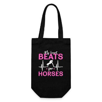 Mon cœur bat pour les chevaux - Sac à bouteille - noir - Devant