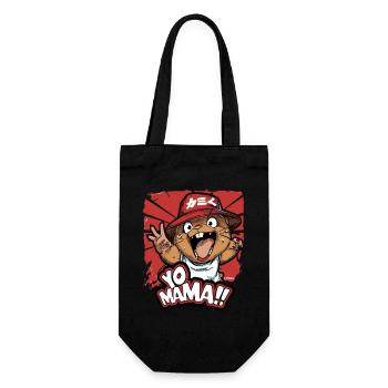Yo Mama...! cooler Biber Hamster - Geschenkbeutel für Flaschen - Schwarz - Vorne