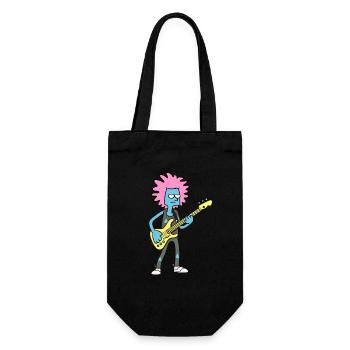 Cartoon guitarist for rock and music - Gift Bag for Bottles - black - Front