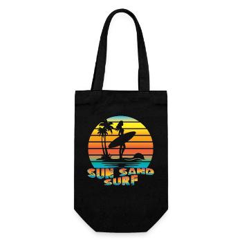 SOLEIL, SABLE, SURF. Été, Plage, Mer, Palmiers, Cool, - Sac à bouteille - noir - Devant