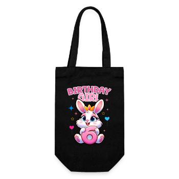 Fille d’anniversaire, Anniversaire des enfants, 6 ans, Fille - Sac à bouteille - noir - Devant