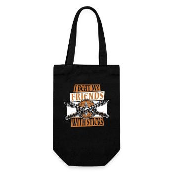 Ich schlage meine Freunde mit Stöcken, LARPing Rüstung - Geschenkbeutel für Flaschen - Schwarz - Vorne