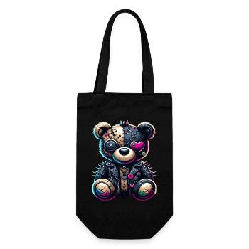 Punk Emo Plush Teddy Bear - Gift Bag for Bottles - black - Front