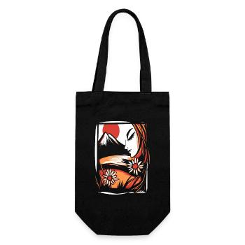 A beautiful woman enjoys the beauty of nature - Gift Bag for Bottles - black - Front