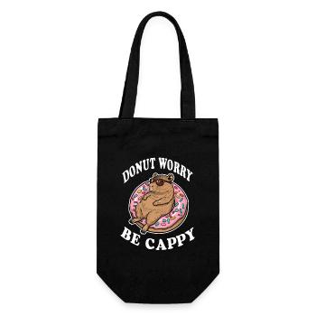Donut Worry be Cappy Capybara - Geschenkbeutel für Flaschen - Schwarz - Vorne