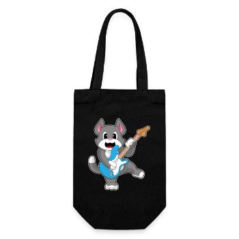 Katze Musiker Gitarre Musik - Geschenkbeutel für Flaschen - Schwarz - Vorne