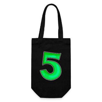 Number 5 Number Green - Gift Bag for Bottles - black - Front