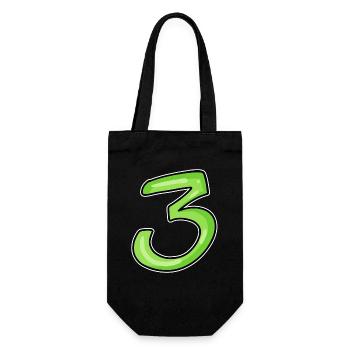 Drei - 3 - Nummer 3 - Zahl 3 - Geschenkbeutel für Flaschen - Schwarz - Vorne