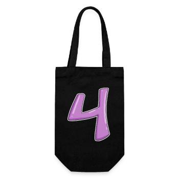4 - Four Number Number - Gift Bag for Bottles - black - Front