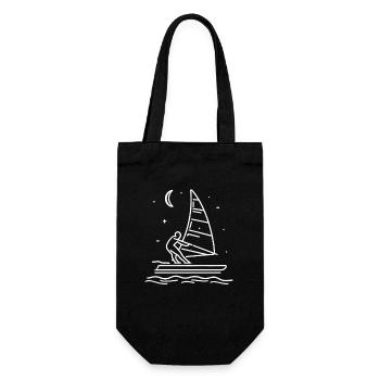 Windsurfer Zeichnung - Geschenkbeutel für Flaschen - Schwarz - Vorne