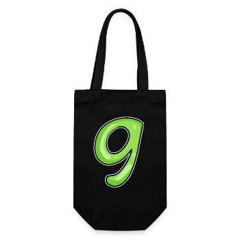 Zahl 9 - Neun - 9 Motiv Grün Hellgrün - Geschenkbeutel für Flaschen - Schwarz - Vorne