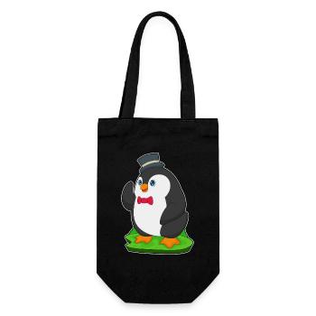 Penguin Groom Top Hat Wedding - Gift Bag for Bottles - black - Front