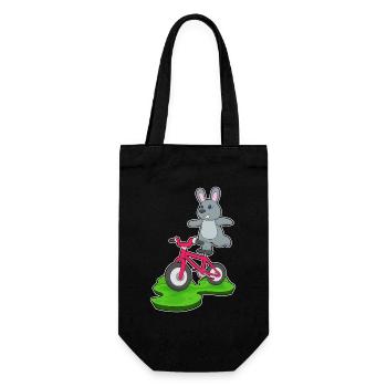 Hase Fahrrad - Geschenkbeutel für Flaschen - Schwarz - Vorne