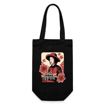 Asian Flowers: Portrait of an Asian Peasant - Gift Bag for Bottles - black - Front