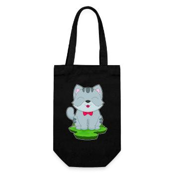 Cat Bow - Gift Bag for Bottles - black - Front