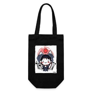 Cartoon boy hears that nature is calling how beautiful - Gift Bag for Bottles - black - Front
