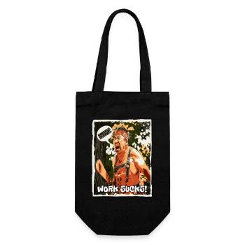 Asian colleague screams: Work sucks! - Gift Bag for Bottles - black - Front
