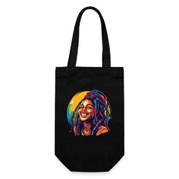 Lächelnde Jamaika Rastafari Frau - Geschenkbeutel für Flaschen - Schwarz - Vorne