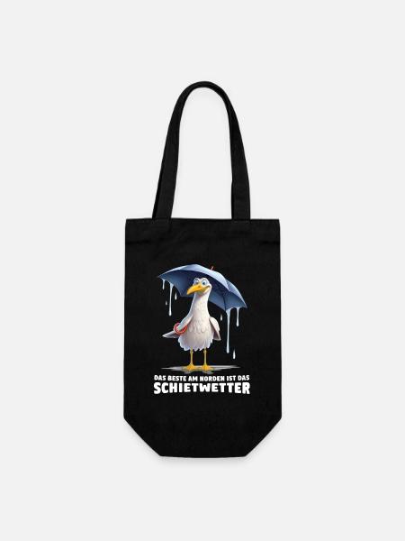 Schietwetter Spruch – Lustige Möwe Norden Küste - Geschenkbeutel für Flaschen - Schwarz