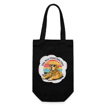 Hunde mit Sonnenbrille und Sonnenuntergang - Geschenkbeutel für Flaschen - Schwarz - Vorne