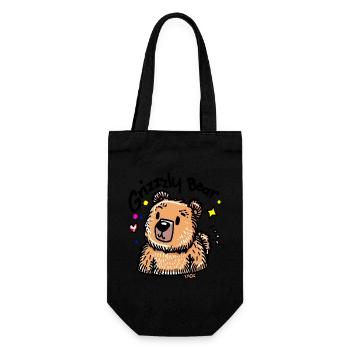 Cartoon Süßer Grizzlybär Grizzly Bär - Geschenkbeutel für Flaschen - Schwarz - Vorne