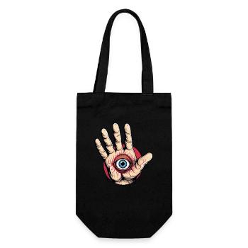 Main avec œil : Attention ! - Sac à bouteille - noir - Devant