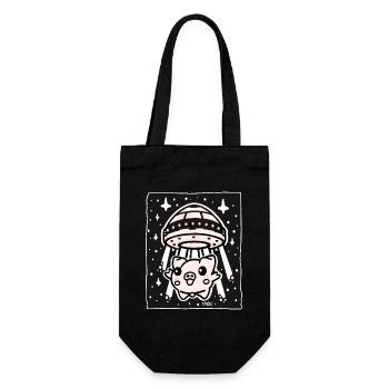 Enlèvement extraterrestre d’un cochon mignon - Sac à bouteille - noir - Devant