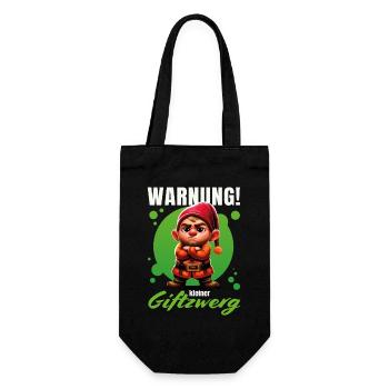 Warnung! Kleiner Giftzwerg – Grummeliger Zwerg - Geschenkbeutel für Flaschen - Schwarz - Vorne