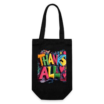 Frohes Dankeschön Graffiti Design - Geschenkbeutel für Flaschen - Schwarz - Vorne