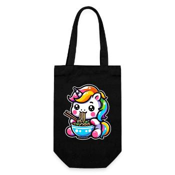 Japanese Kawaii Unicorn Ramen Asian Cuisine - Gift Bag for Bottles - black - Front