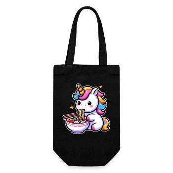 Japanese Kawaii Unicorn Ramen Asian Cuisine - Gift Bag for Bottles - black - Front
