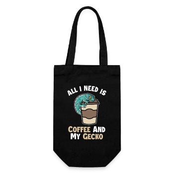 Kaffee und meine Gecko-Eidechse Gekkota Schopf - Geschenkbeutel für Flaschen - Schwarz - Vorne