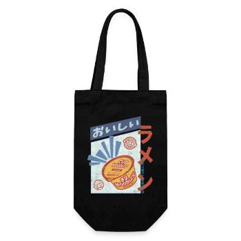 Retro Oishi Ramen - Spicy Noodles in a cup - Geschenkbeutel für Flaschen - Schwarz - Vorne