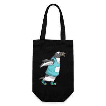 Pinguin Jogger Joggen Sport - Geschenkbeutel für Flaschen - Schwarz - Vorne