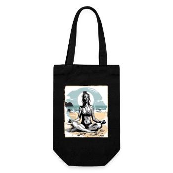 Yoga méditation sur la plage - Sac à bouteille - noir - Devant